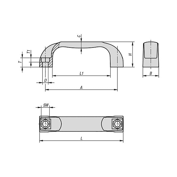 Pull Handles Thermoplastic, Front And Rear Mount